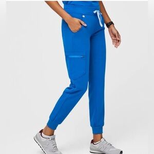 FIGS Zamora Jogger Scrub Pants Royal Blue Light Blue Drawcord Size Medium